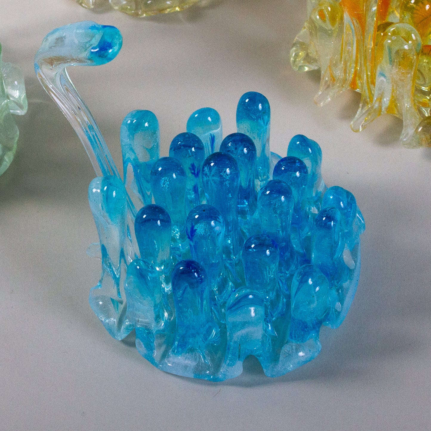 Winter: Blue snowflake glasswork