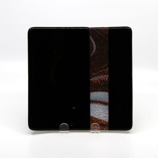 black glass plate with bronze stripe
