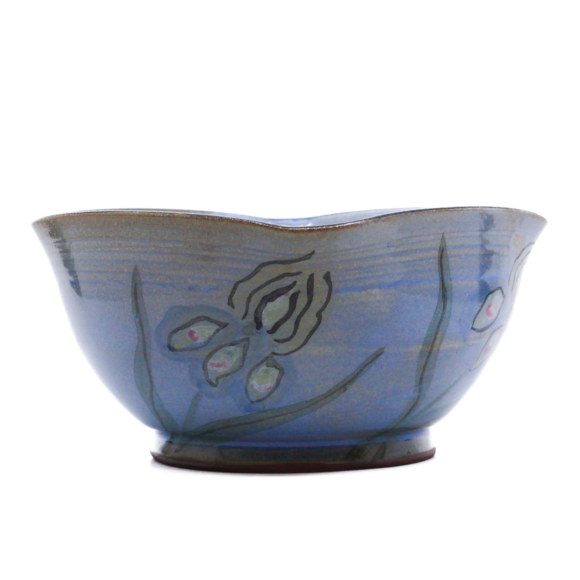 blue bowl with irises