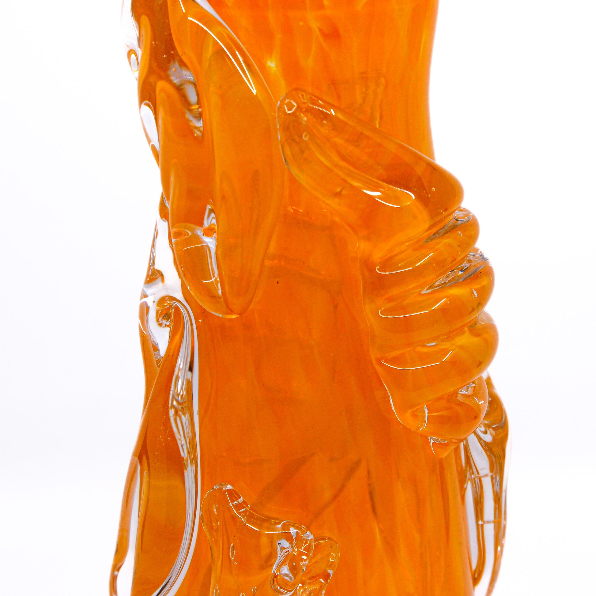 Orange glass vase detail
