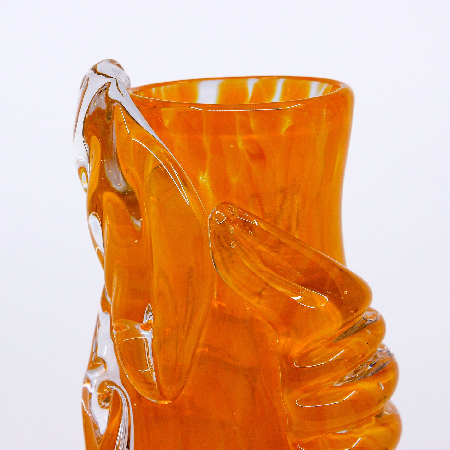 Orange glass vase detail