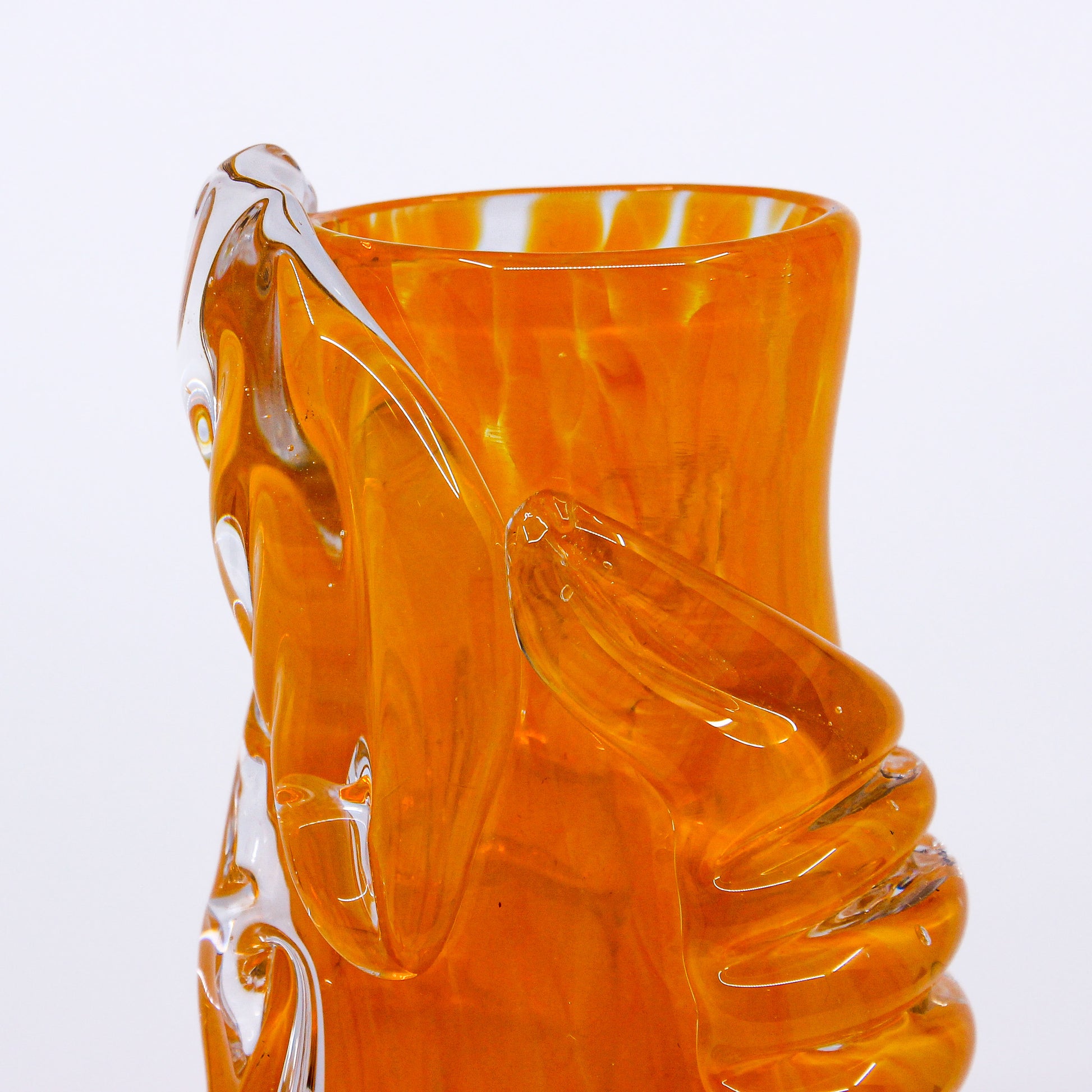 Orange glass vase detail