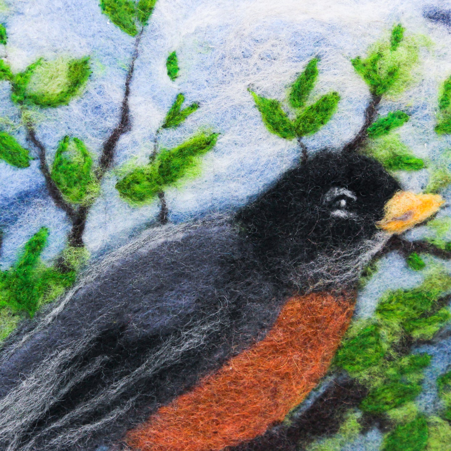Felted robin close up
