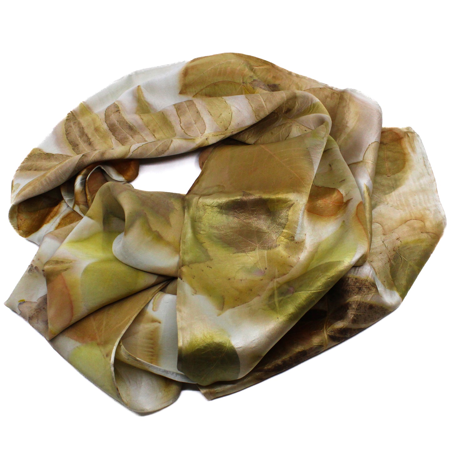 Green and nature coloured ssilk scarf