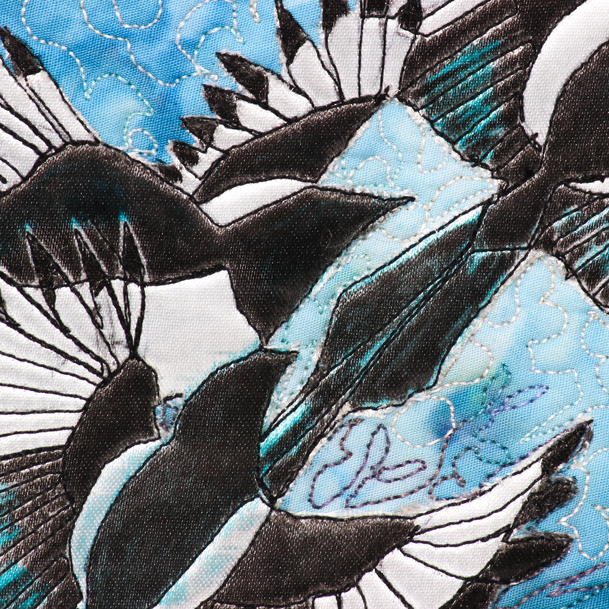 close up detail of magpies