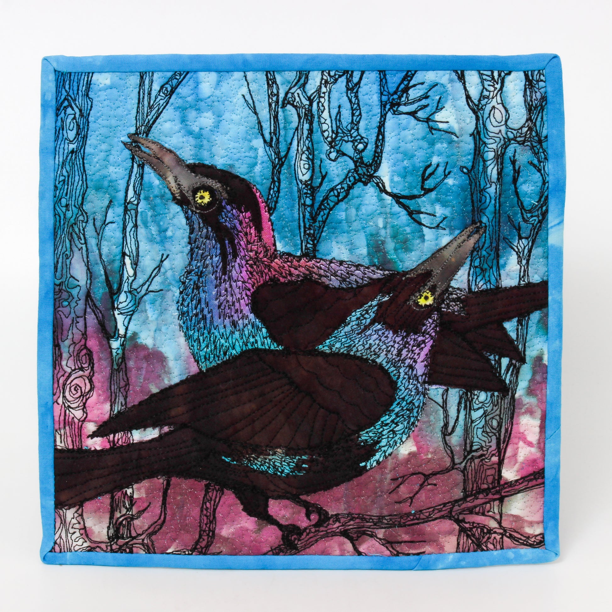 mini quilt of black birds