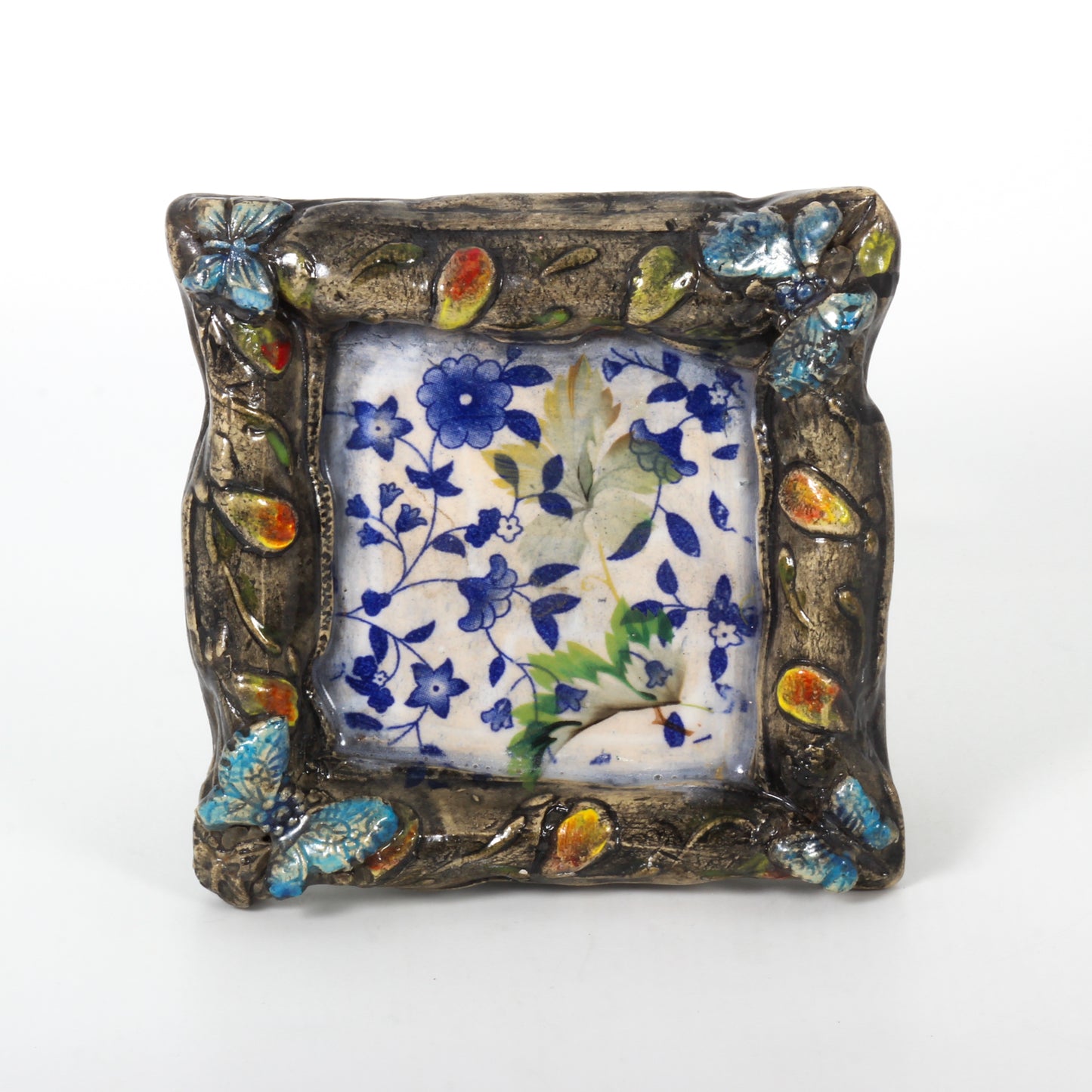 Blue Flowers - Clay Sculpture