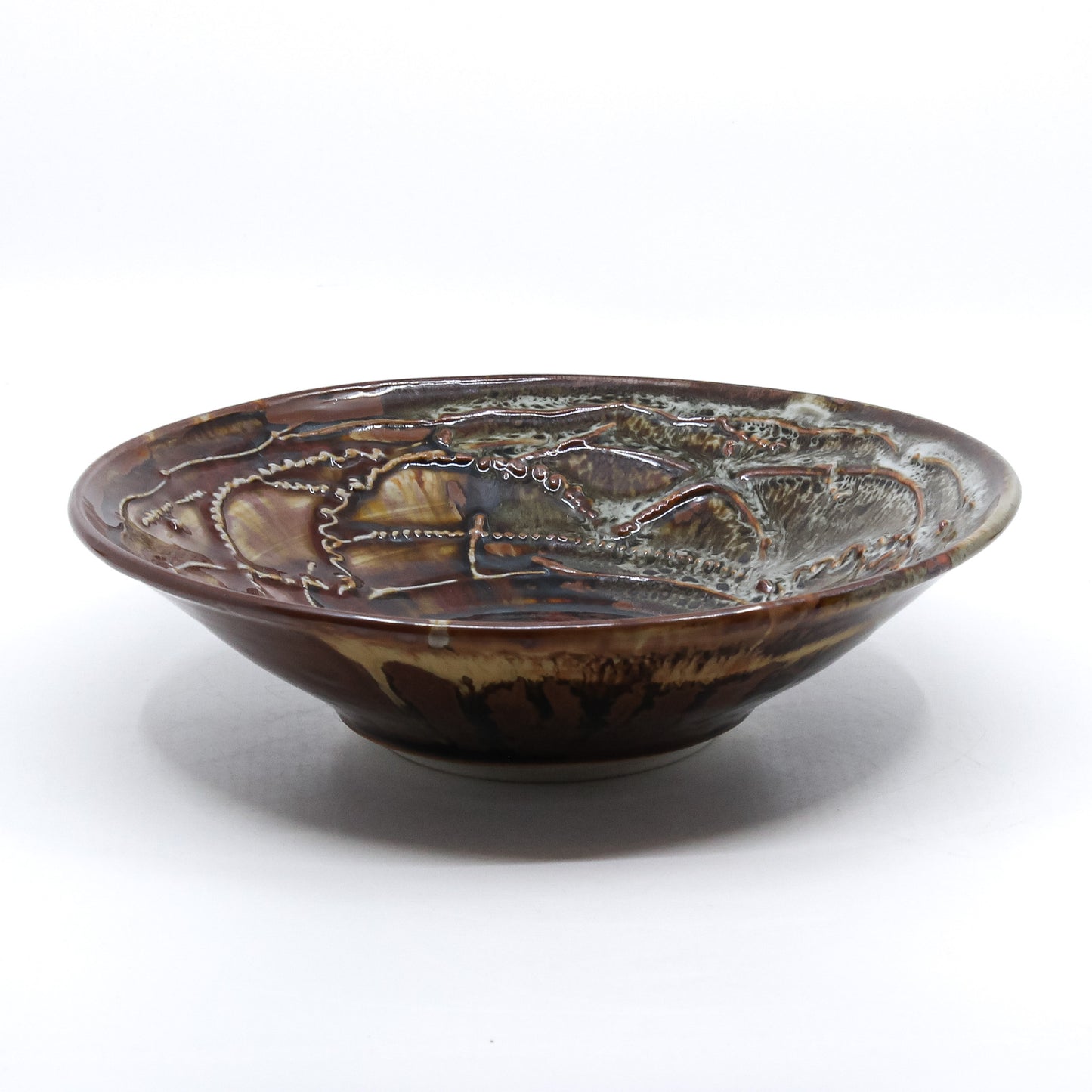 decorated brown bowl