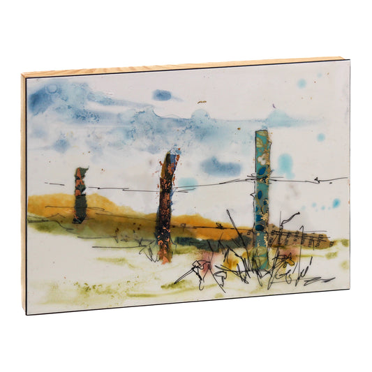 Encaustic of a fence line