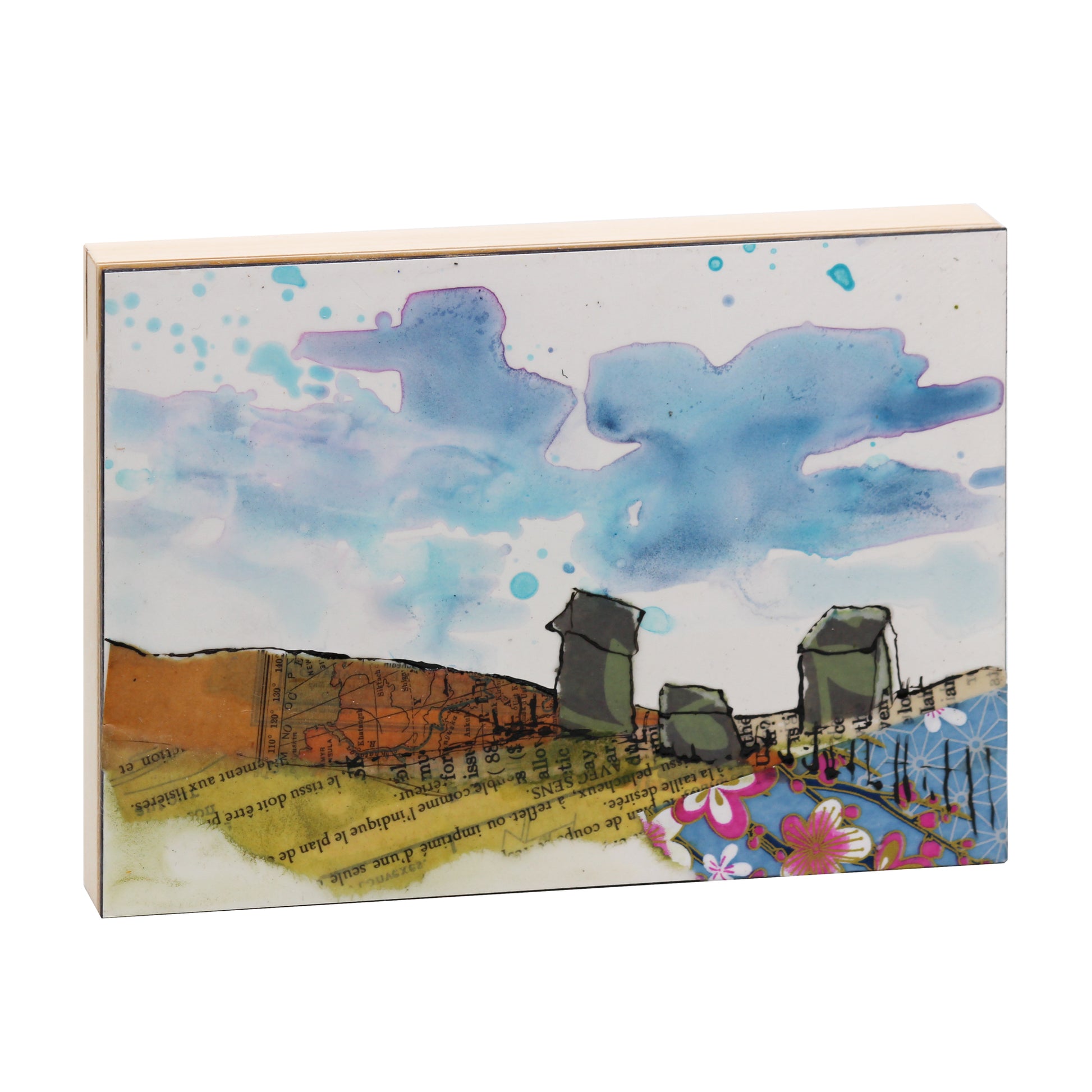 Encaustic collage of prairie