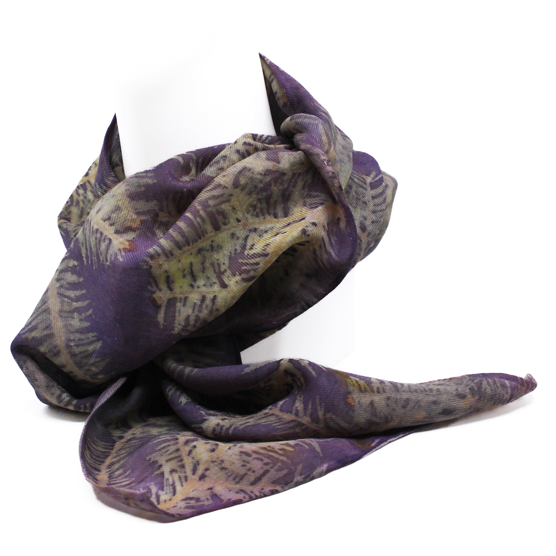 purple wool and silk scarf