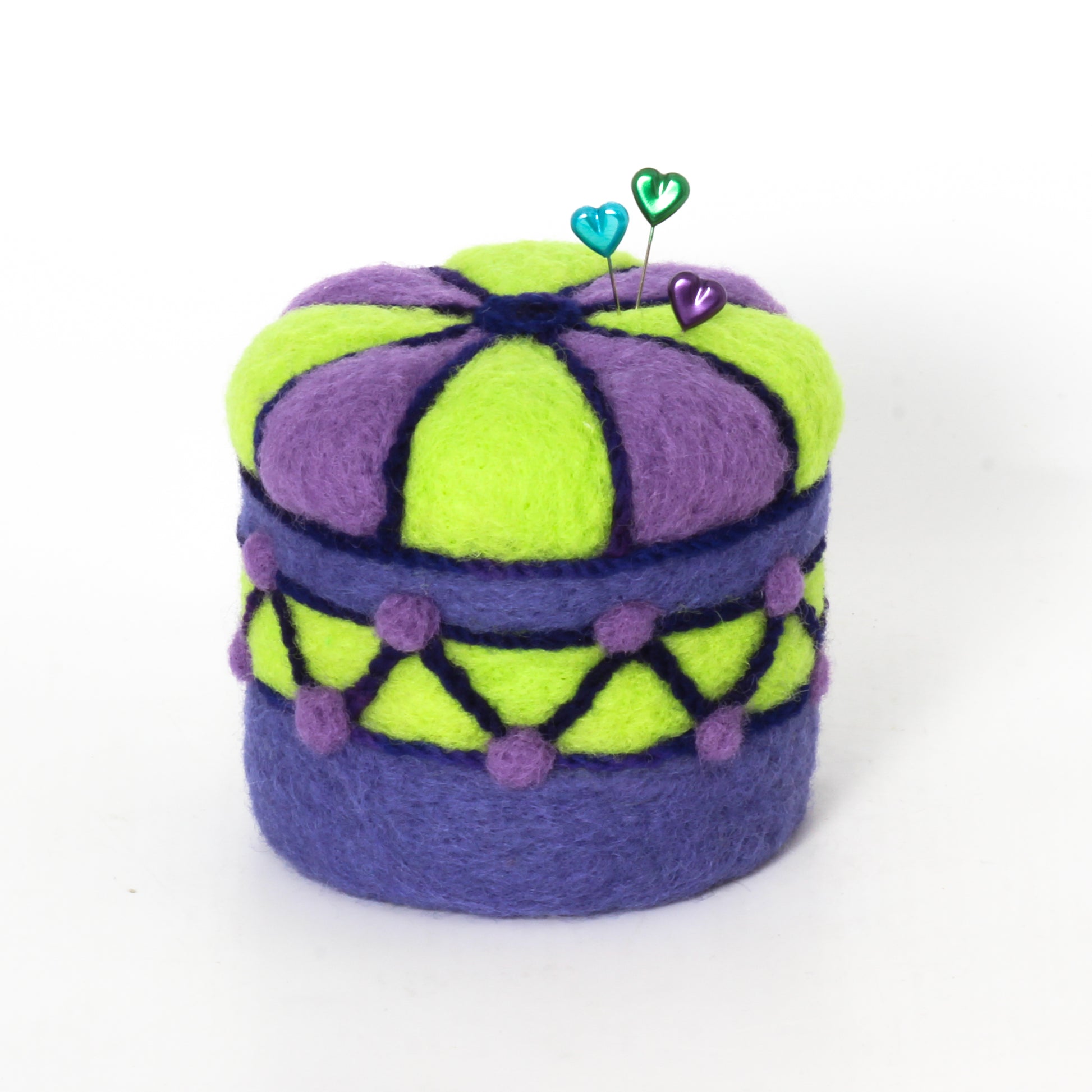 Purple and green pincushion
