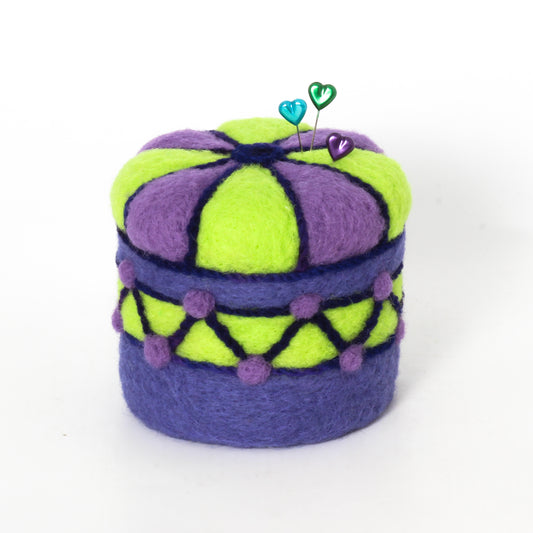 Purple and green pincushion