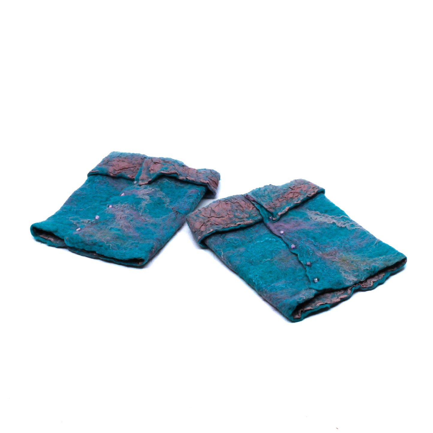 Turquoise and pink wrist warmers