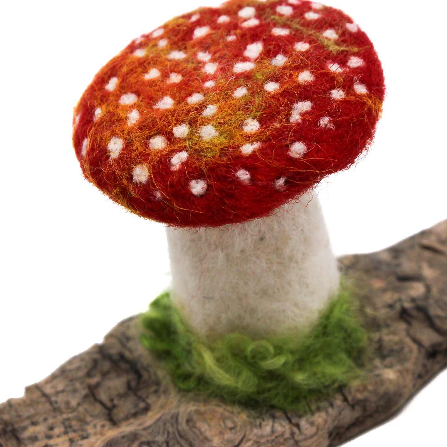 Close up of felted mushroom