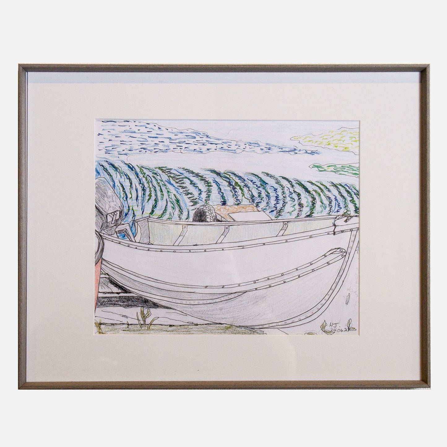 Aluminum Boat - Framed sketch