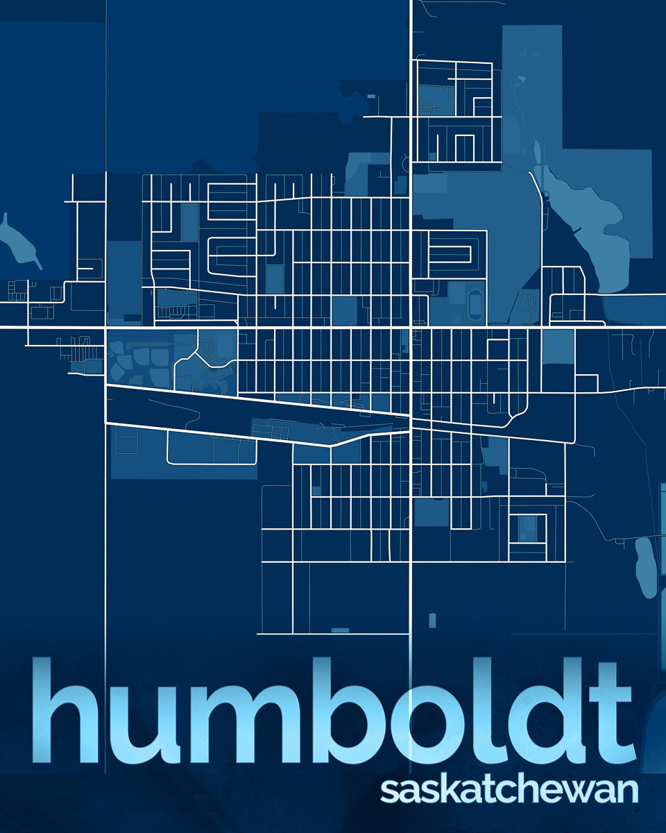 Blue and white map of Humboldt