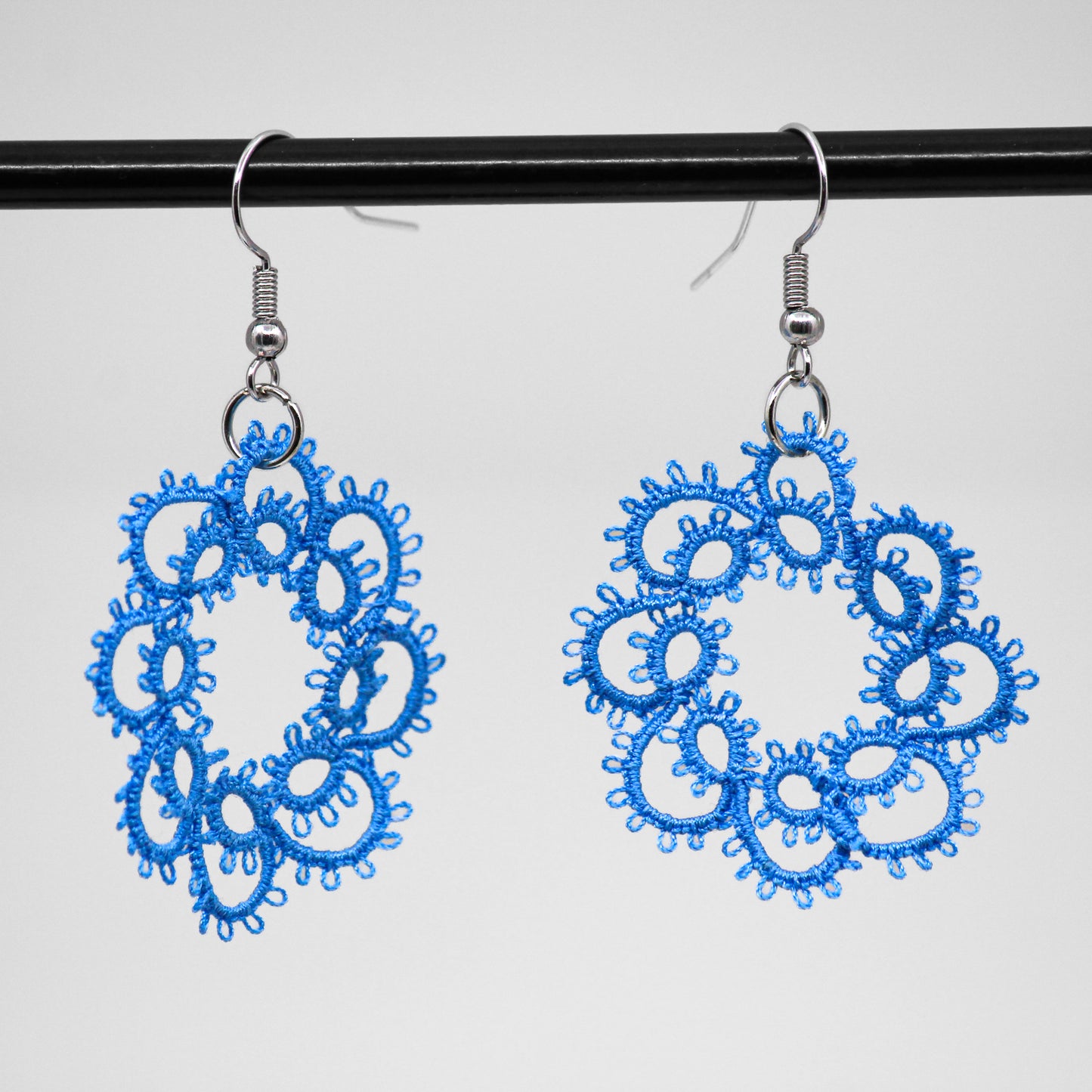 blue wreath doily earrings