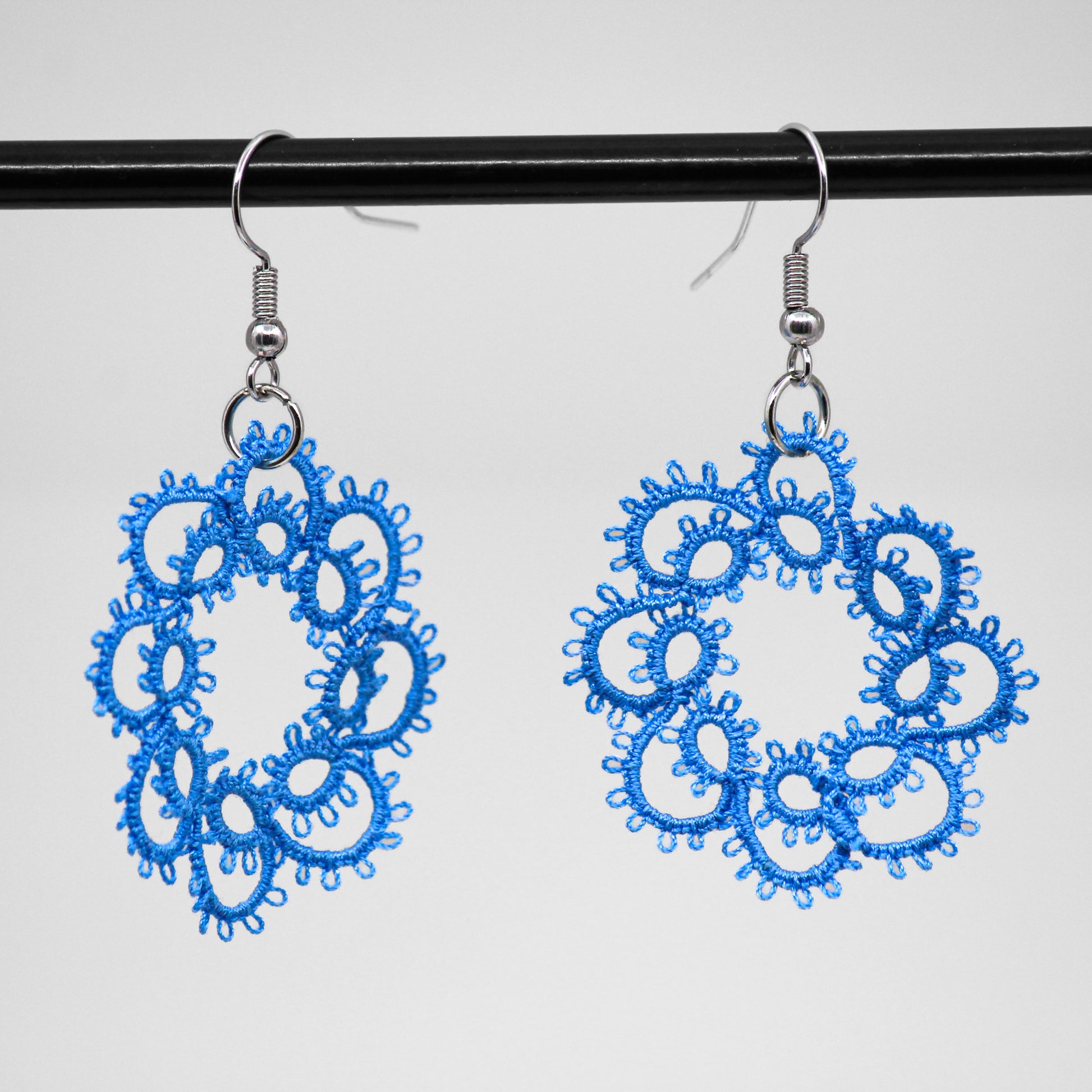 blue wreath doily earrings