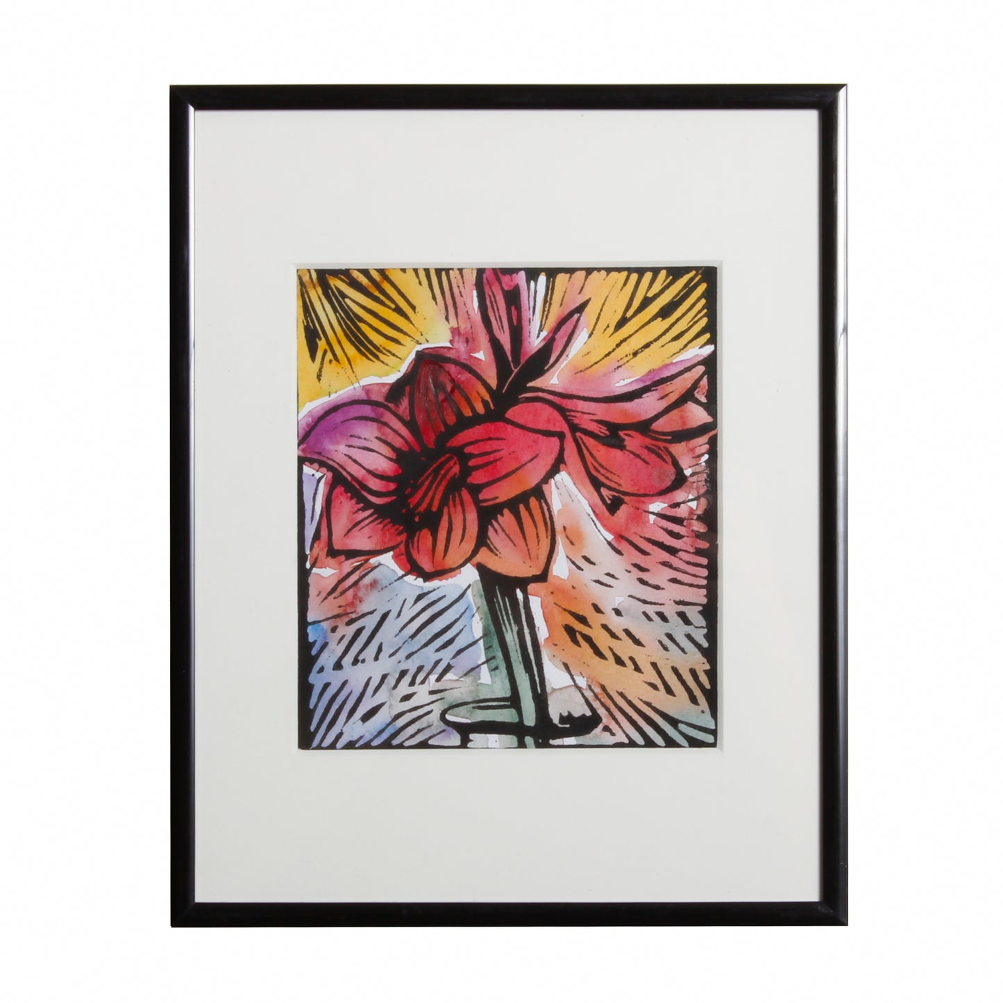 Watercolour and linocut print