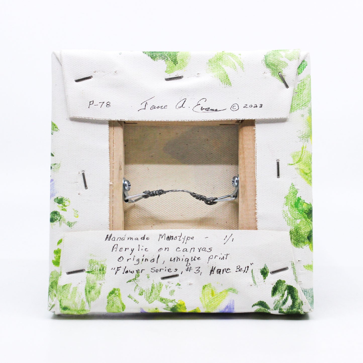 Back of Hare Bell, signed by artist