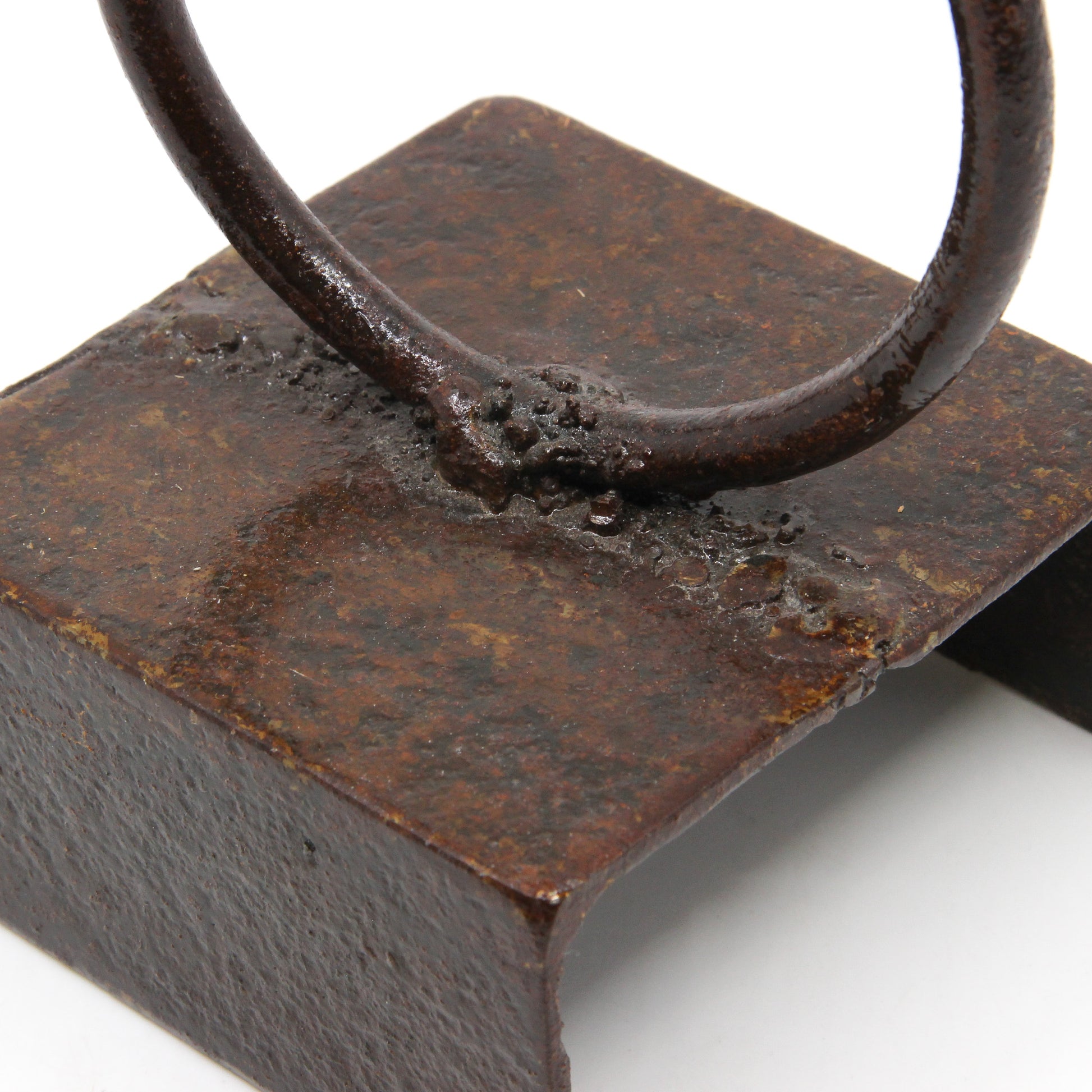 Sculpture of a horse's head made from repurposed metal