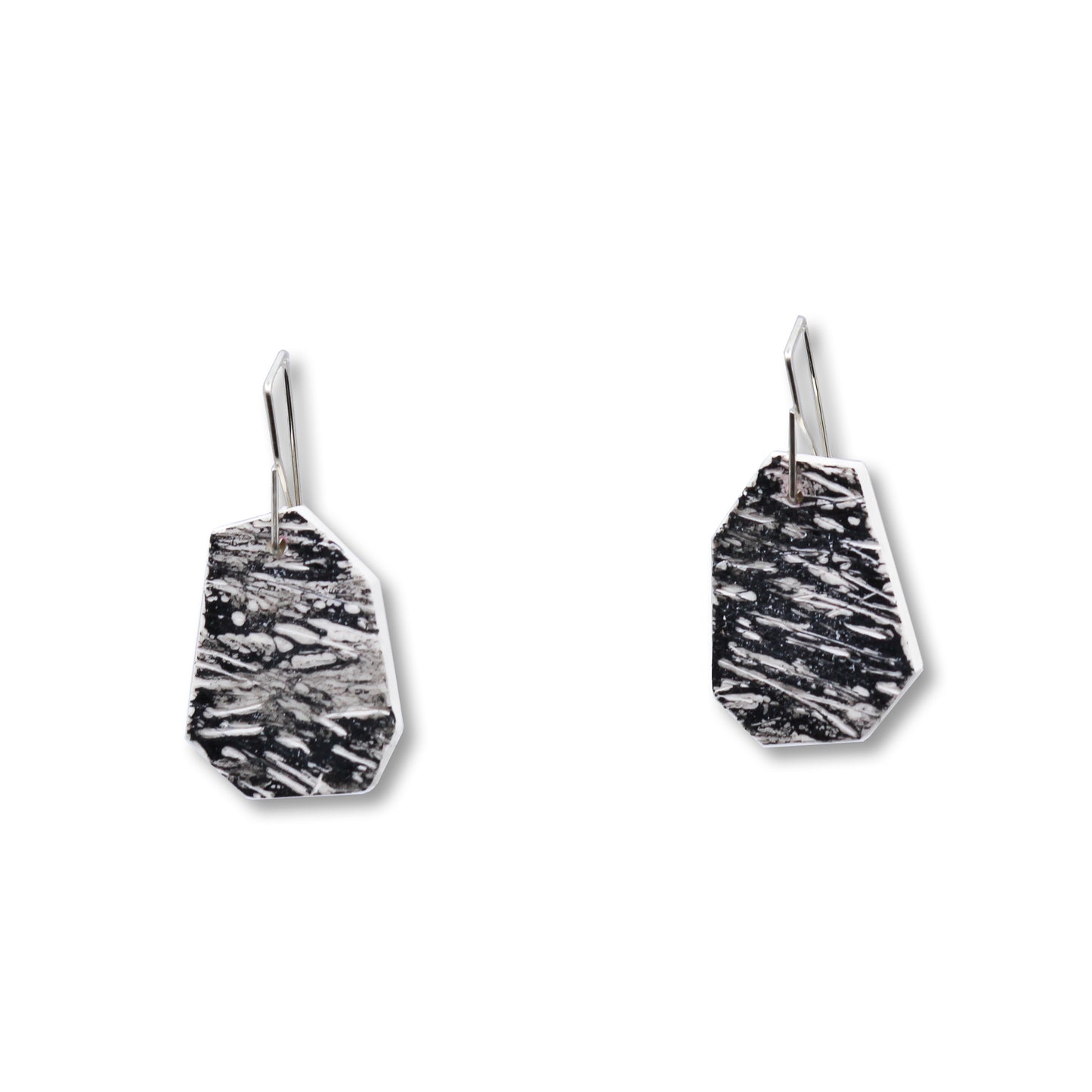 Black and white hanging earrings