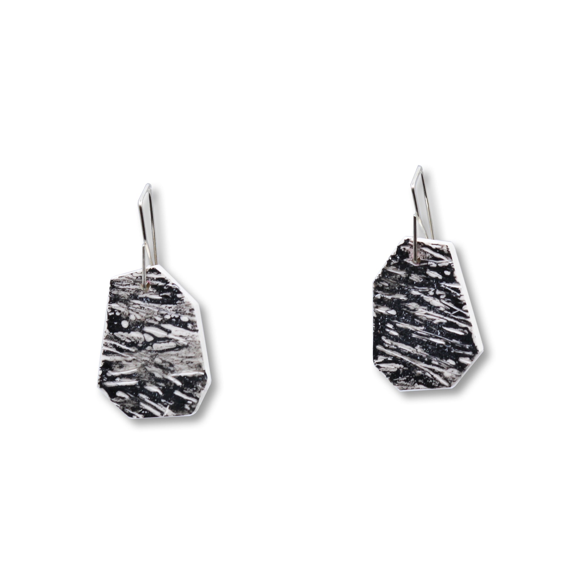 Black and white hanging earrings