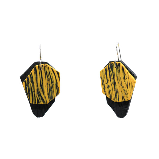 Yellow and black polymer clay earrings