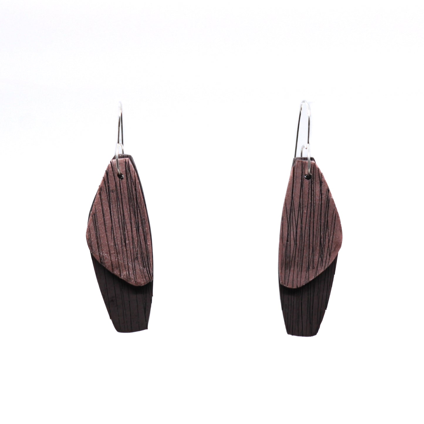 Pink and black polymer clay earrings