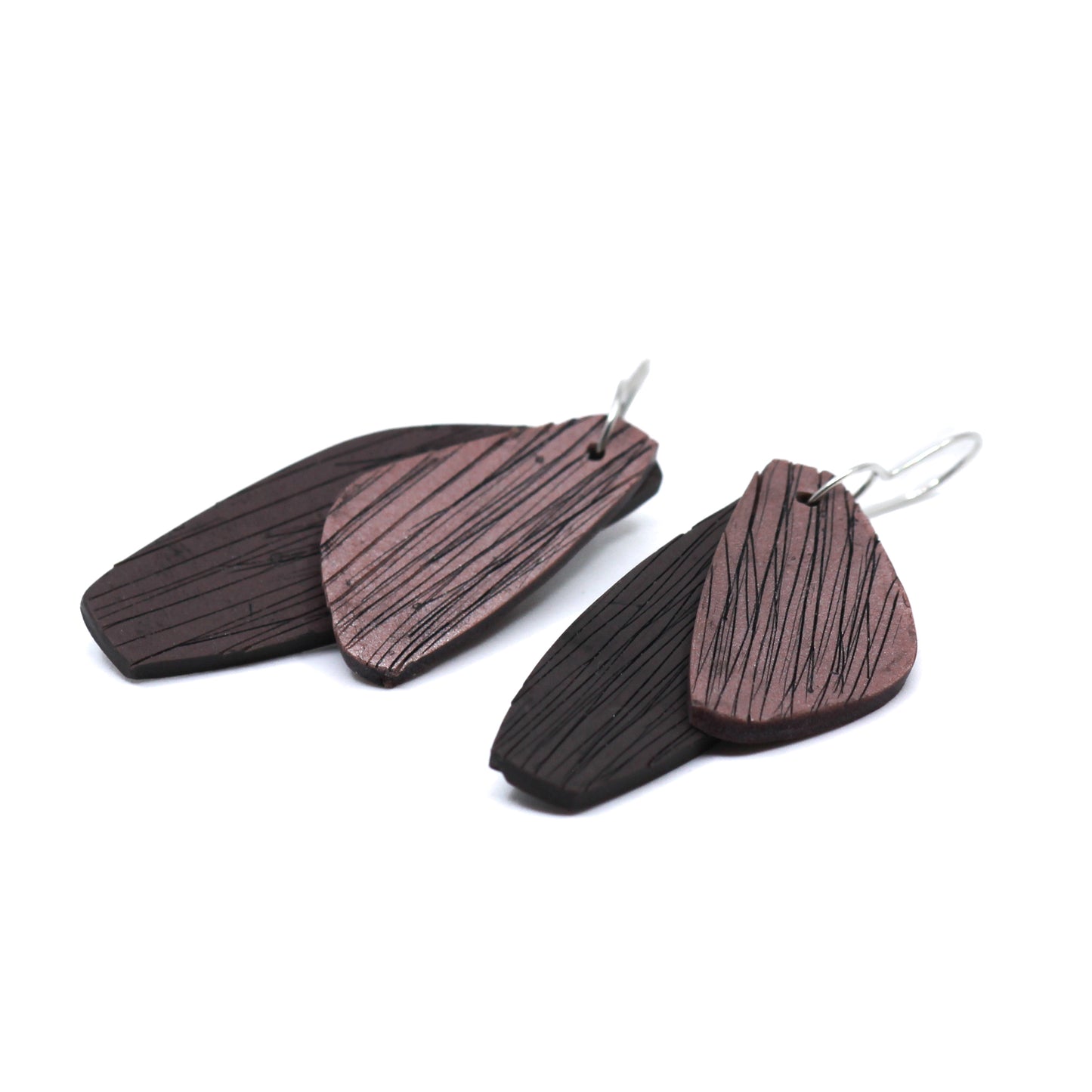 Pink and black polymer clay earrings