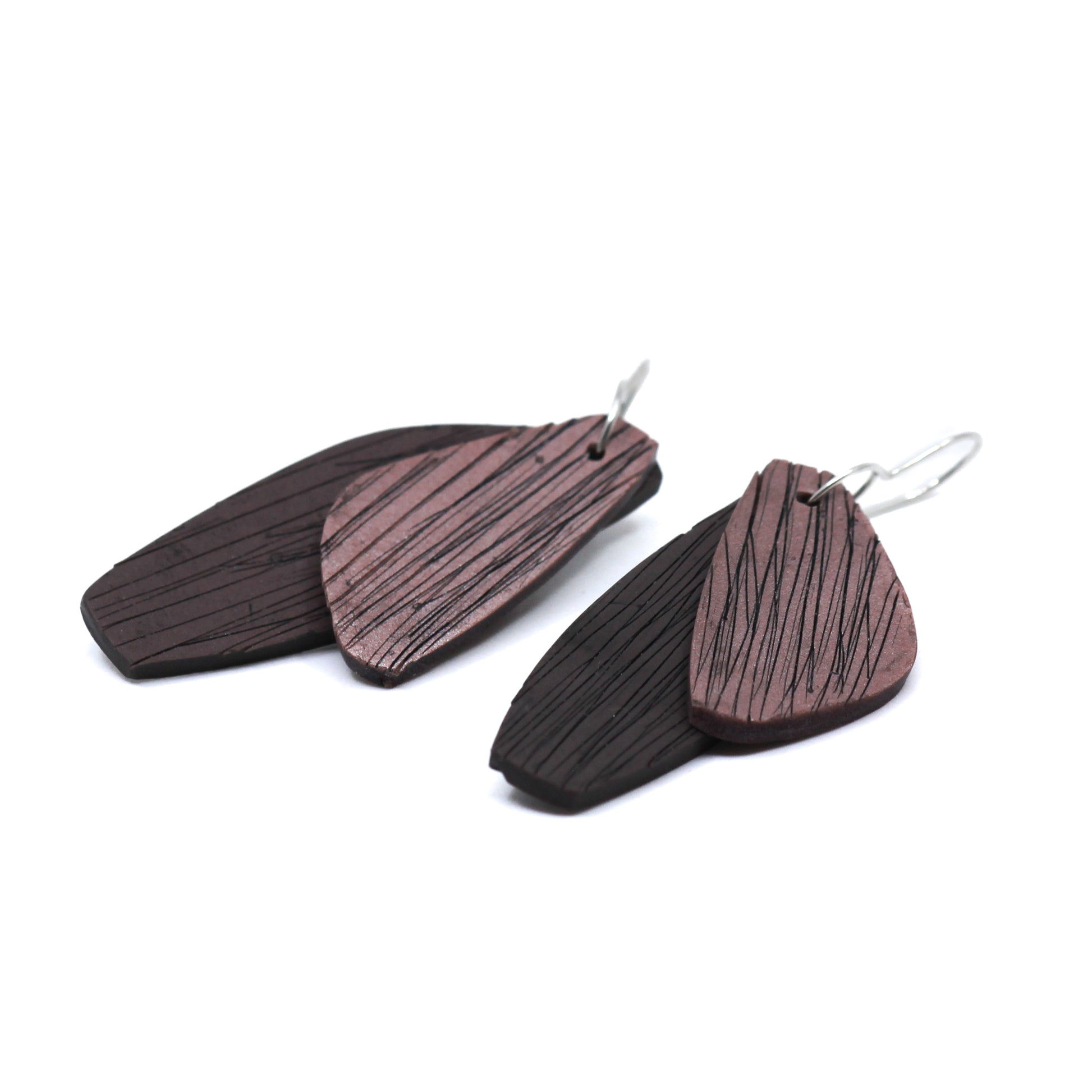 Pink and black polymer clay earrings