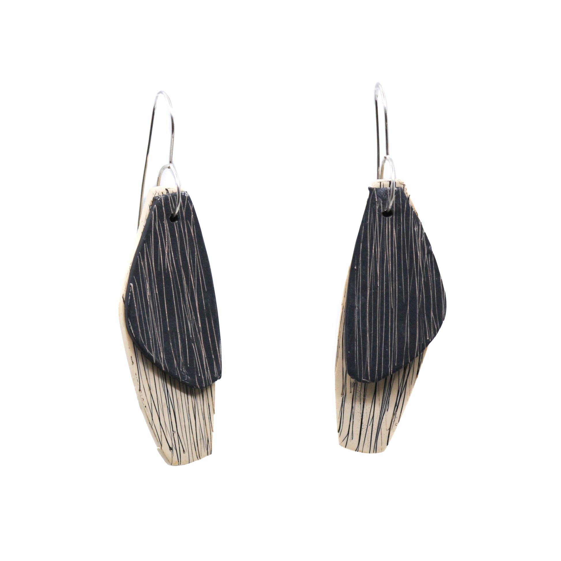 White and black polymer clay earrings