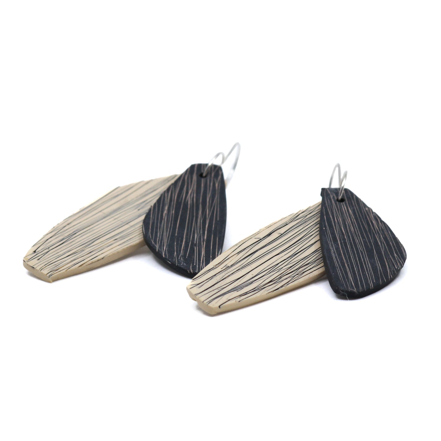 White and black polymer clay earrings