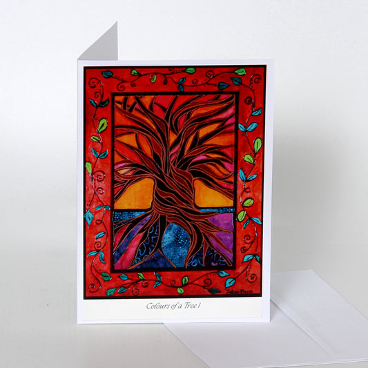 Art card of red tree