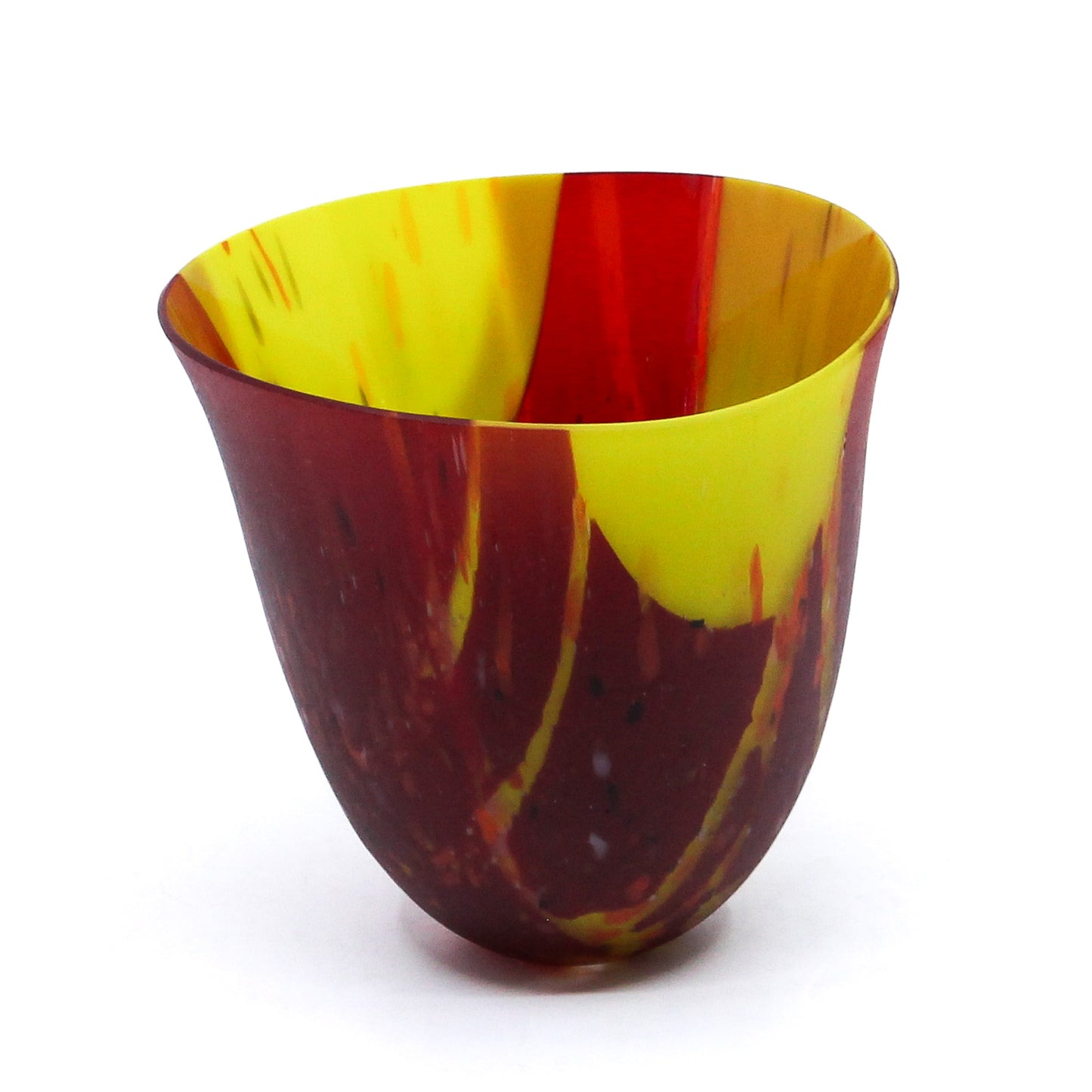 Red and yellow glass vessel