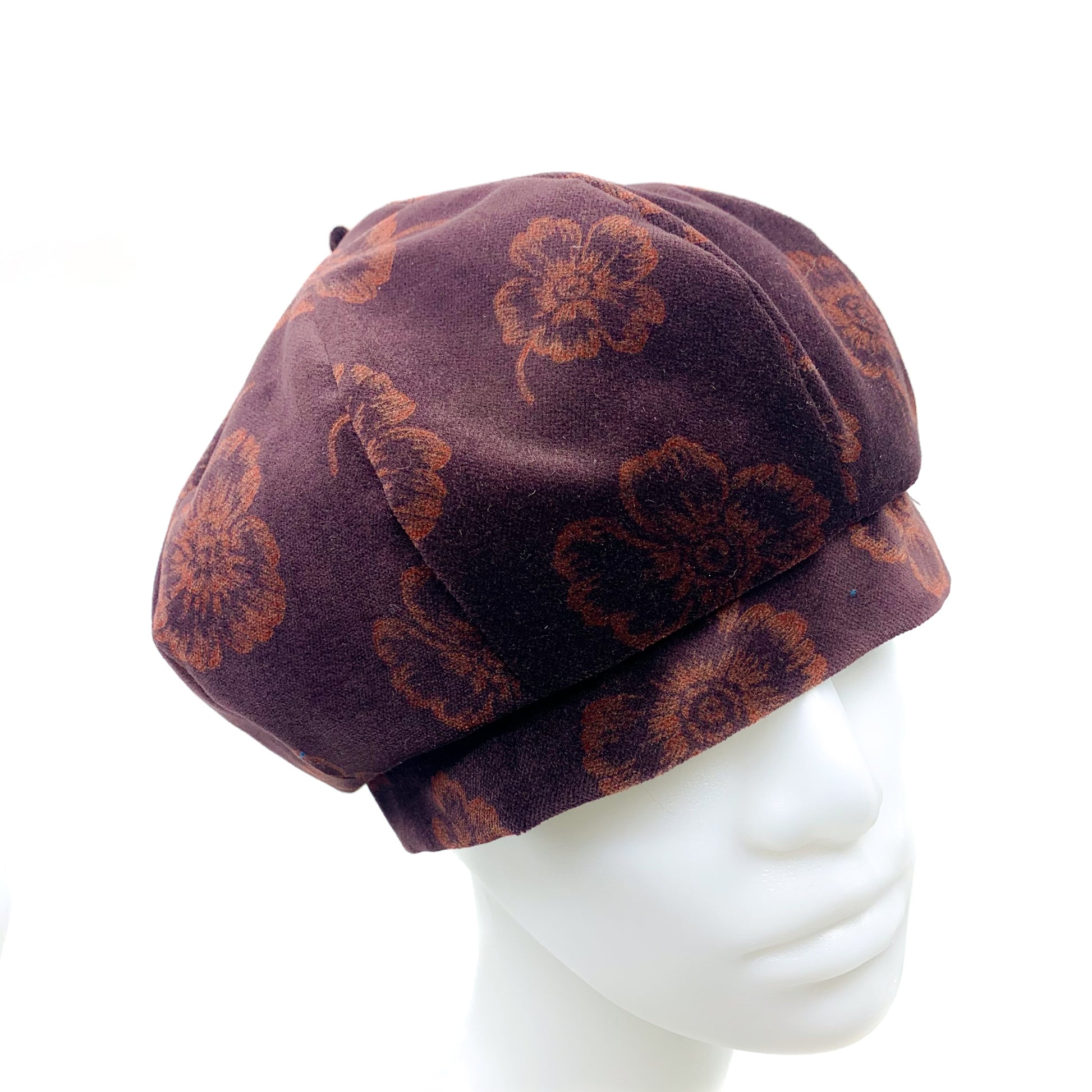 brown berets with russet flowers