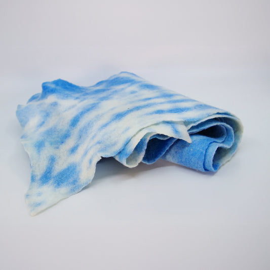Long felted scarf sky blue and white