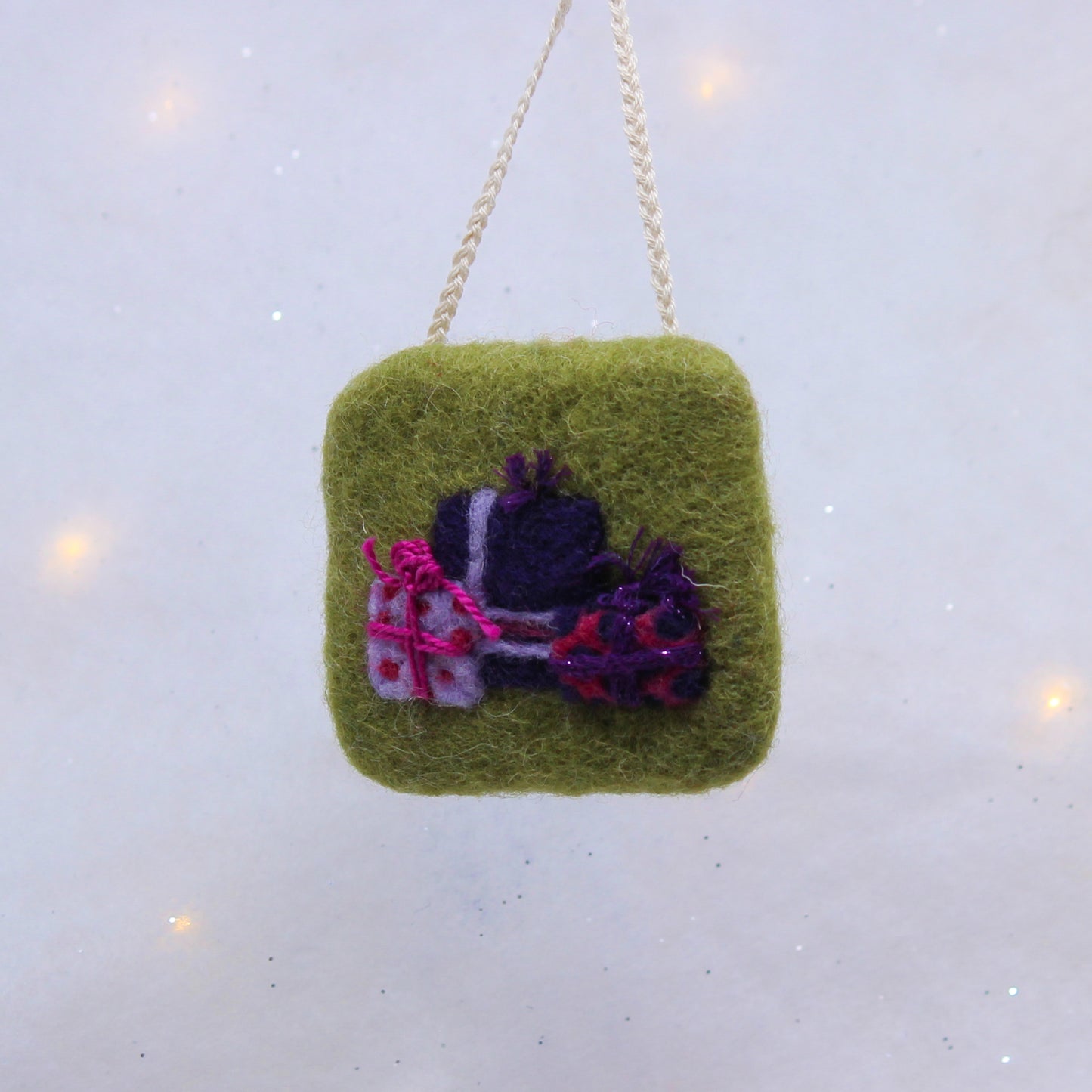 Wrapped Present Felted Ornaments