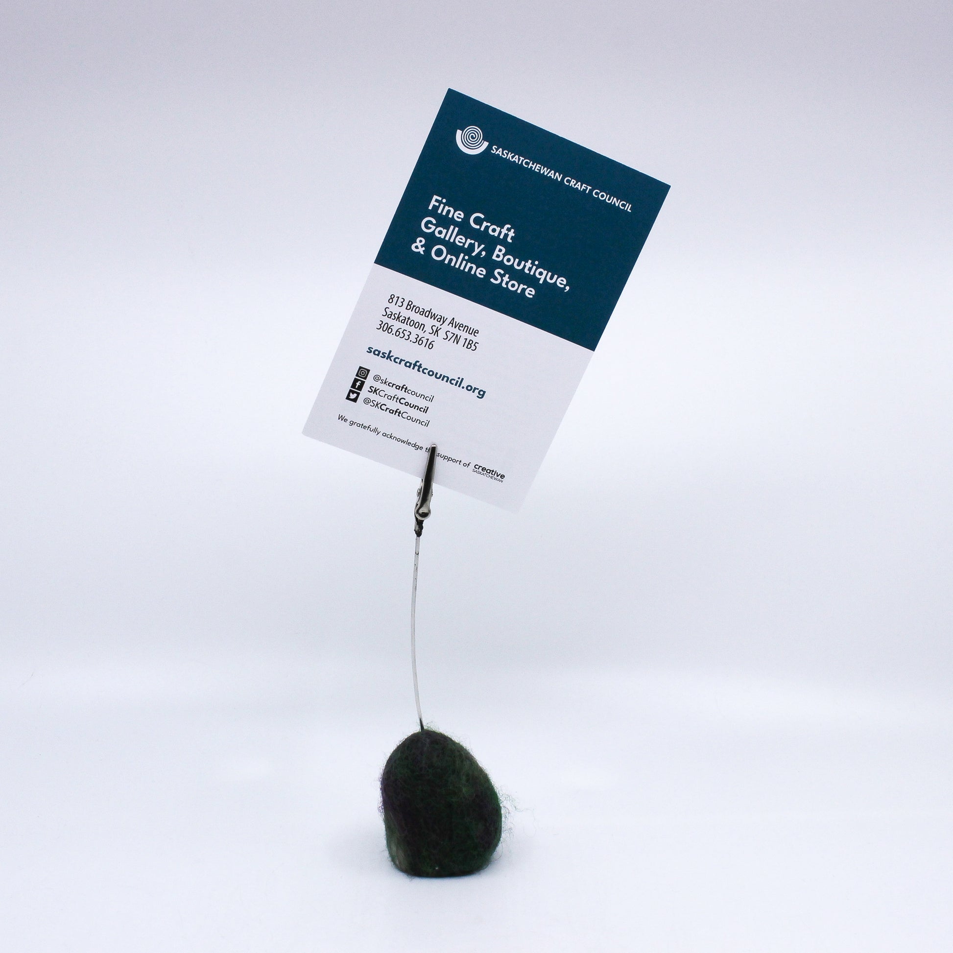 green felted photo clip