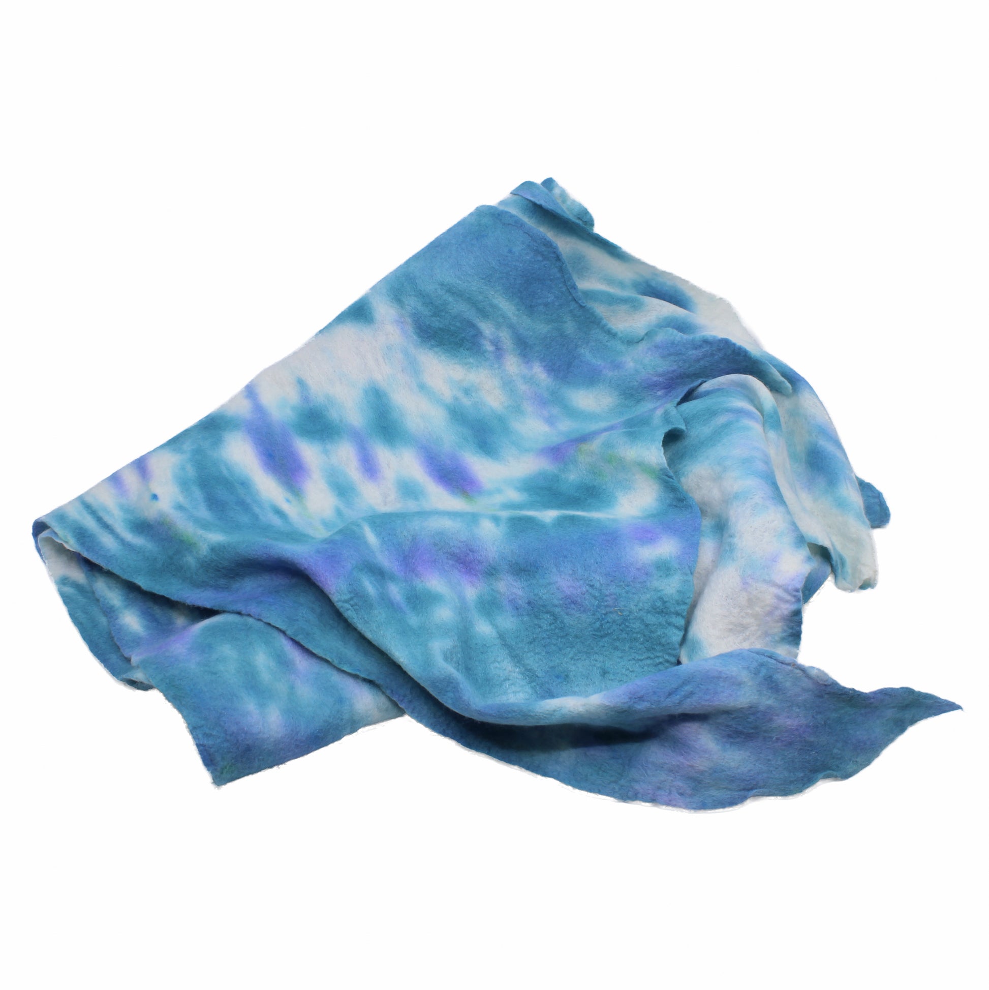 Blues and white felted scarf