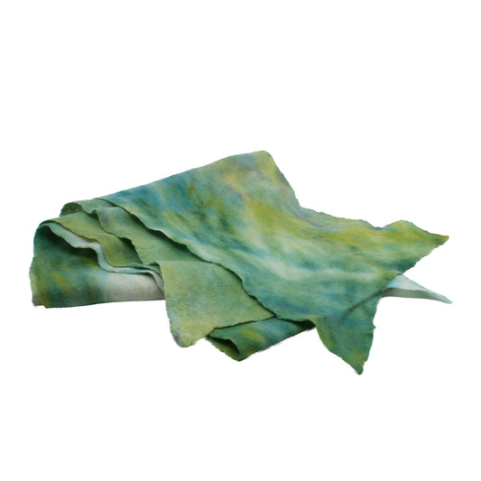 Greens and yellow felted scarf