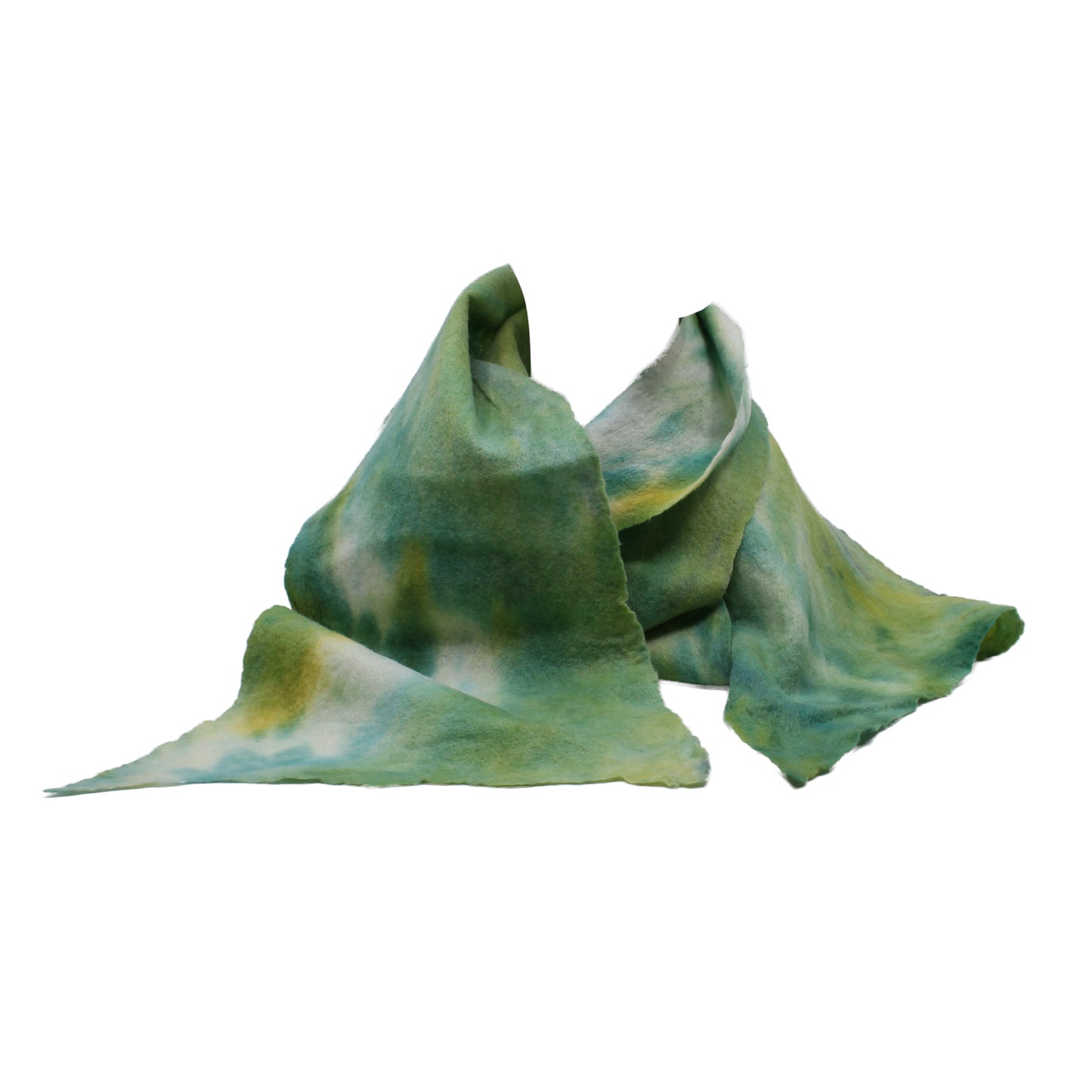 Greens and yellow felted scarf