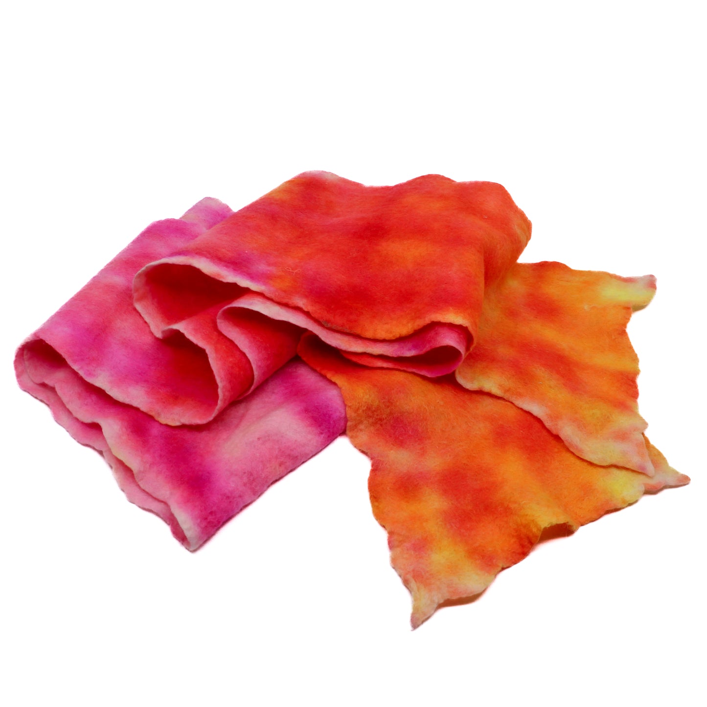 Pink and orange felted scarf
