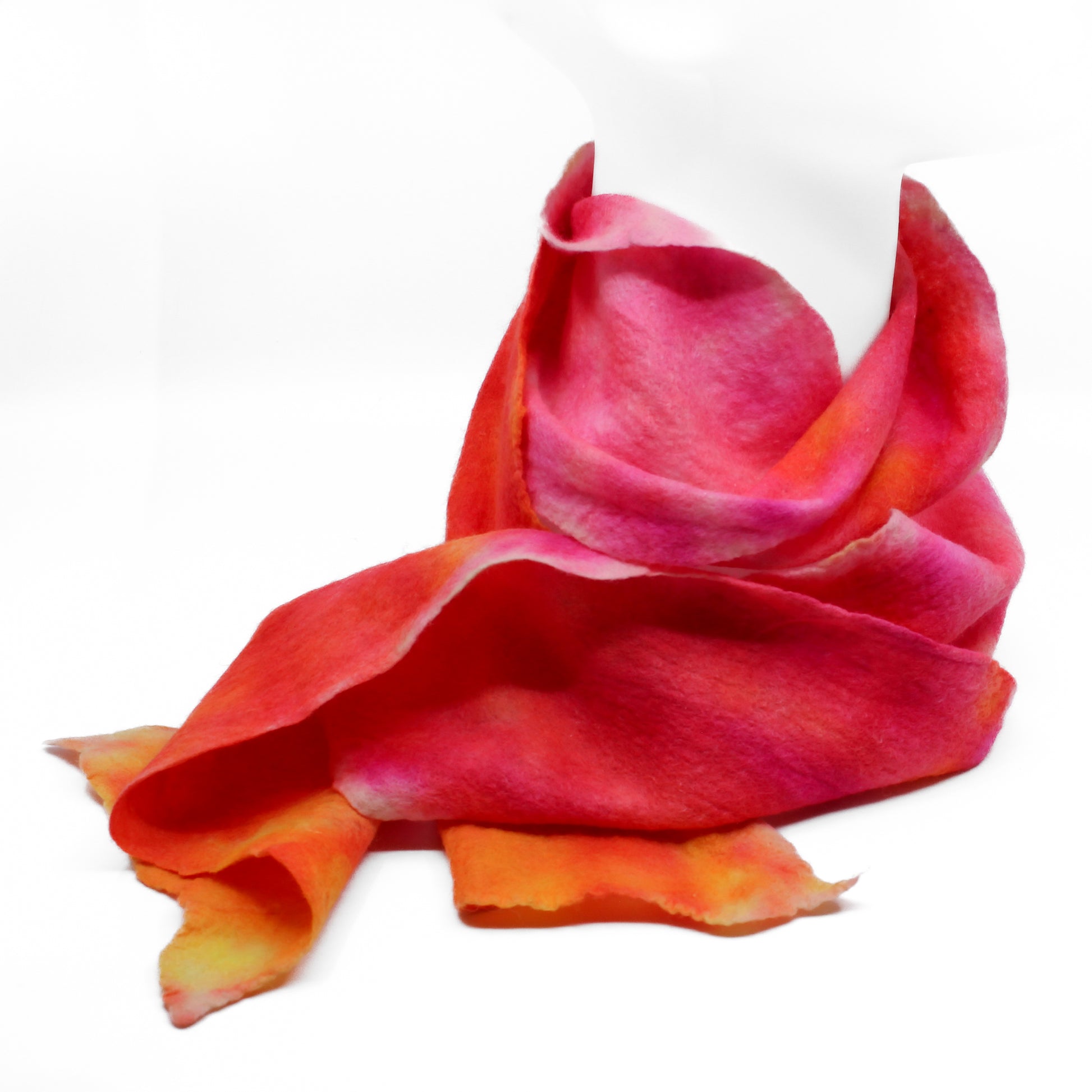 Pink and orange felted scarf