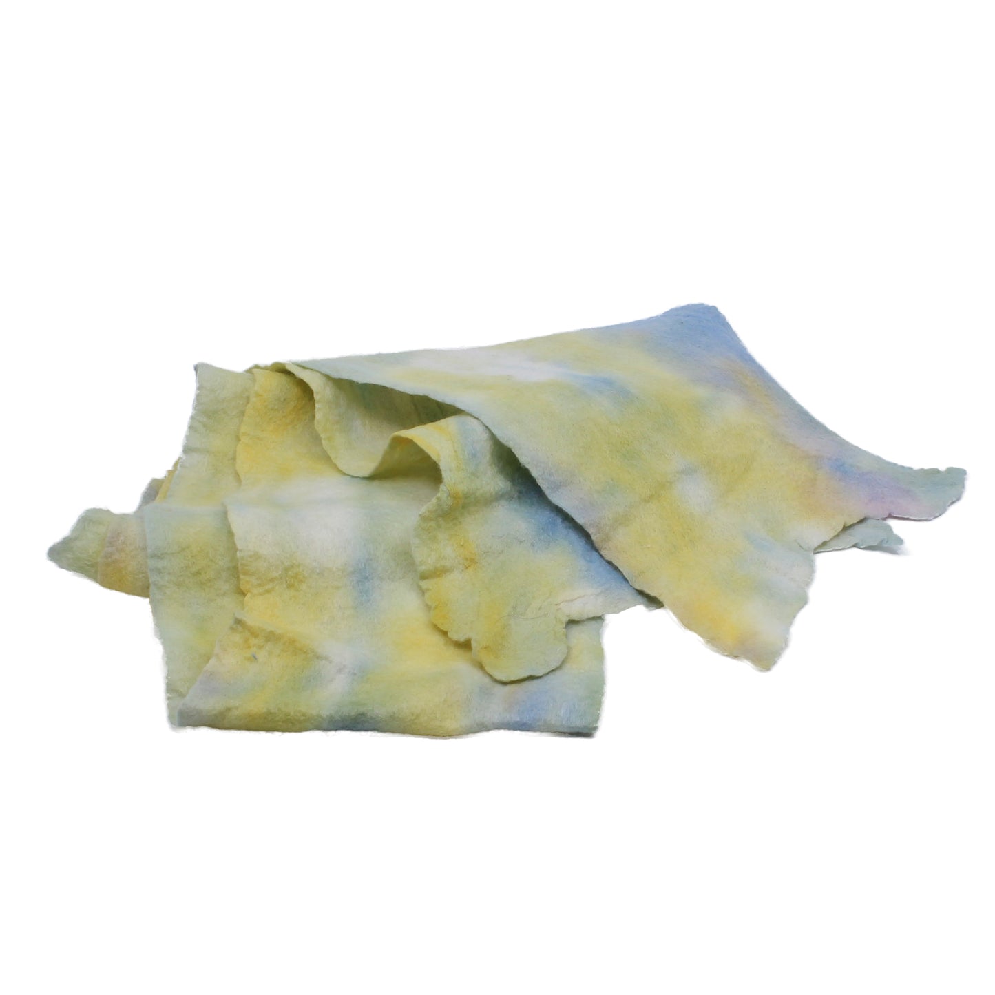 Yellow and blue felted scarf