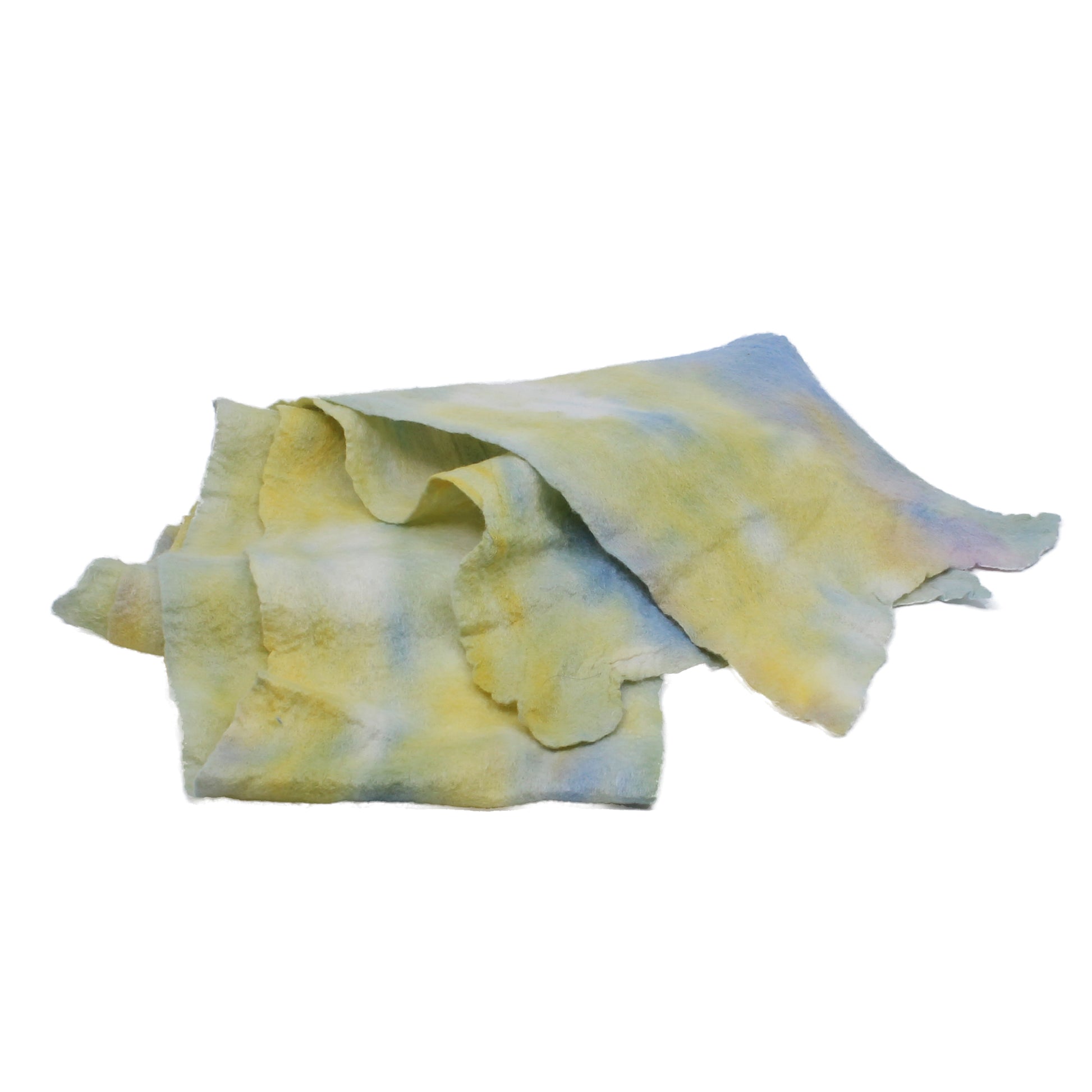 Yellow and blue felted scarf