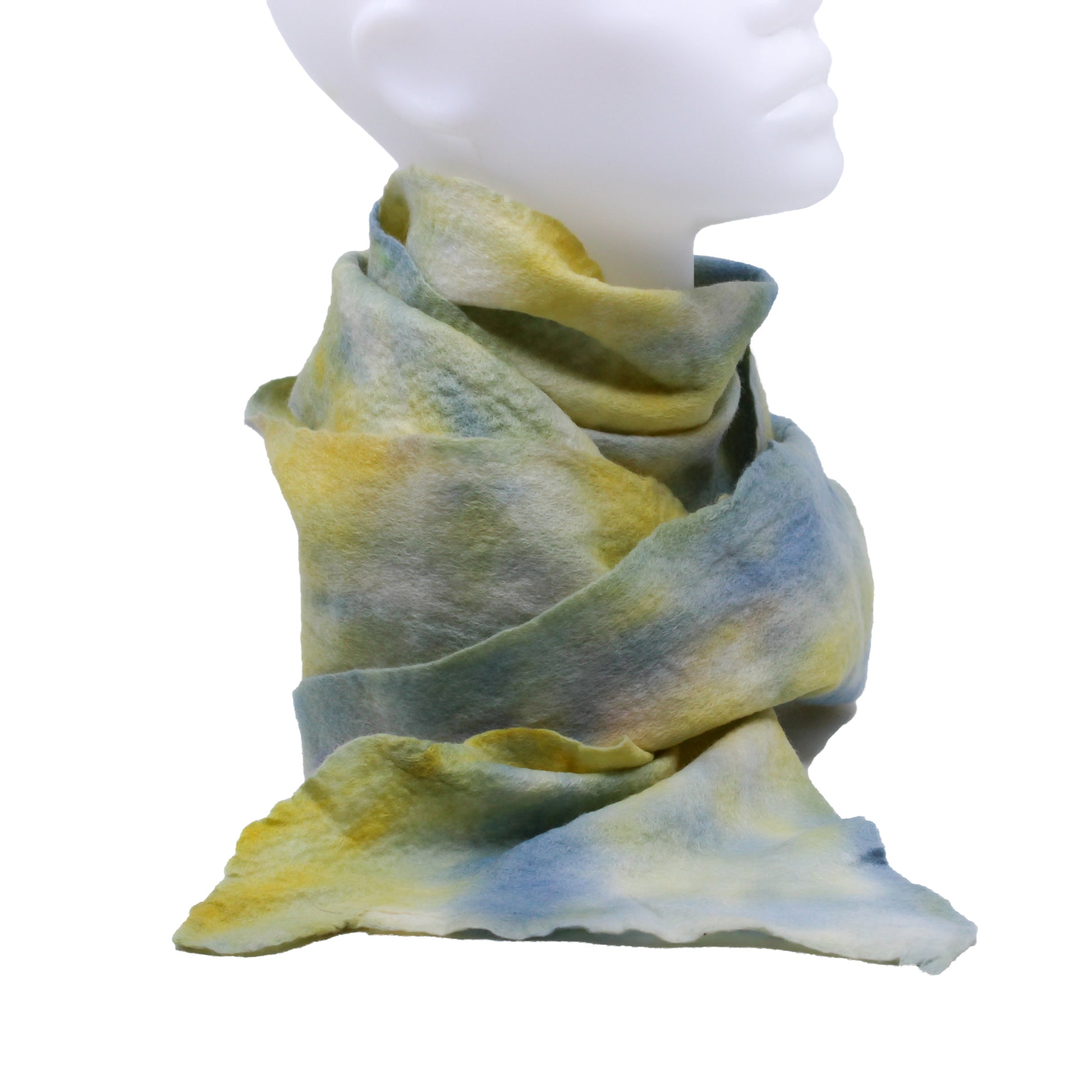 Yellow and blue felted scarf