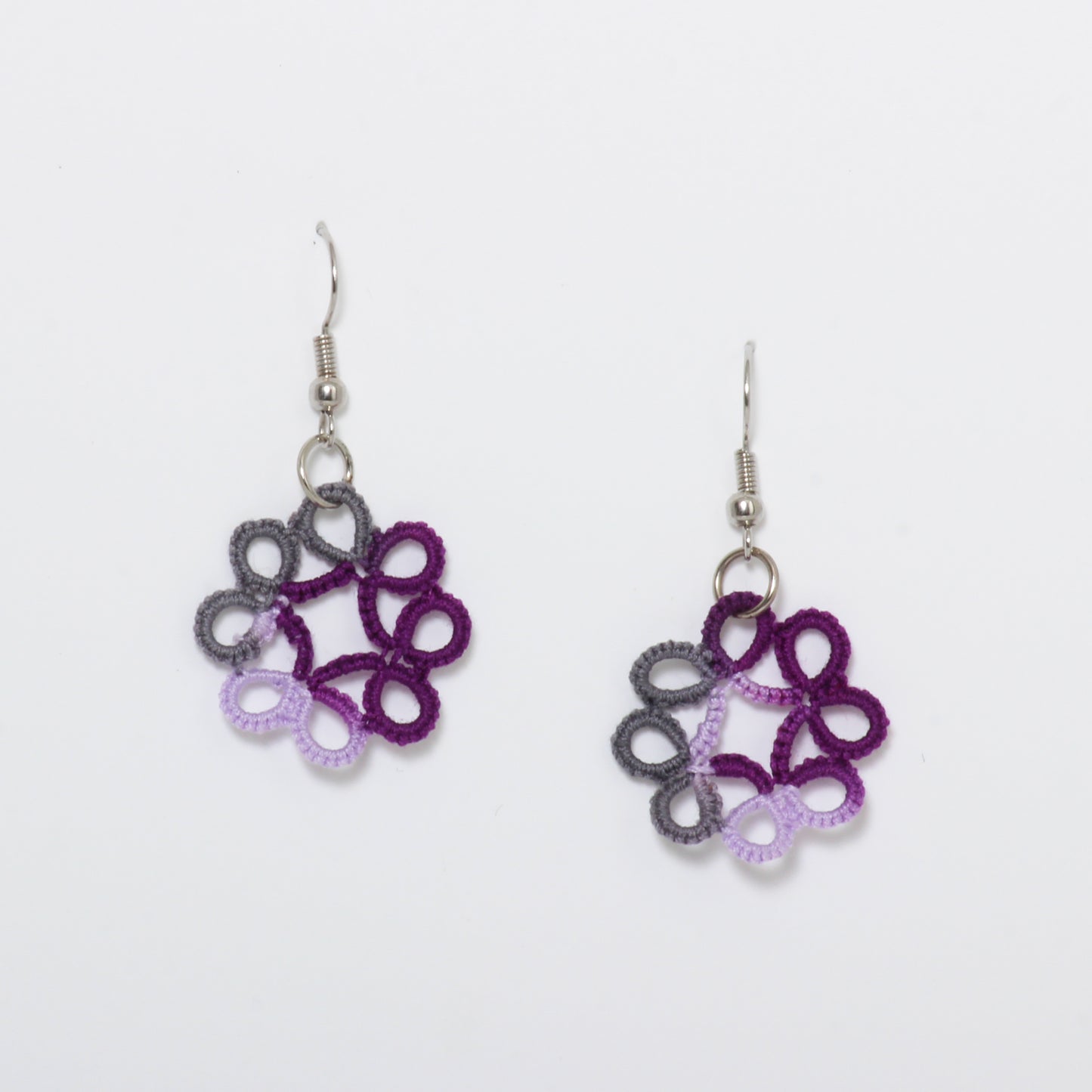 Tatted earrings: lilac