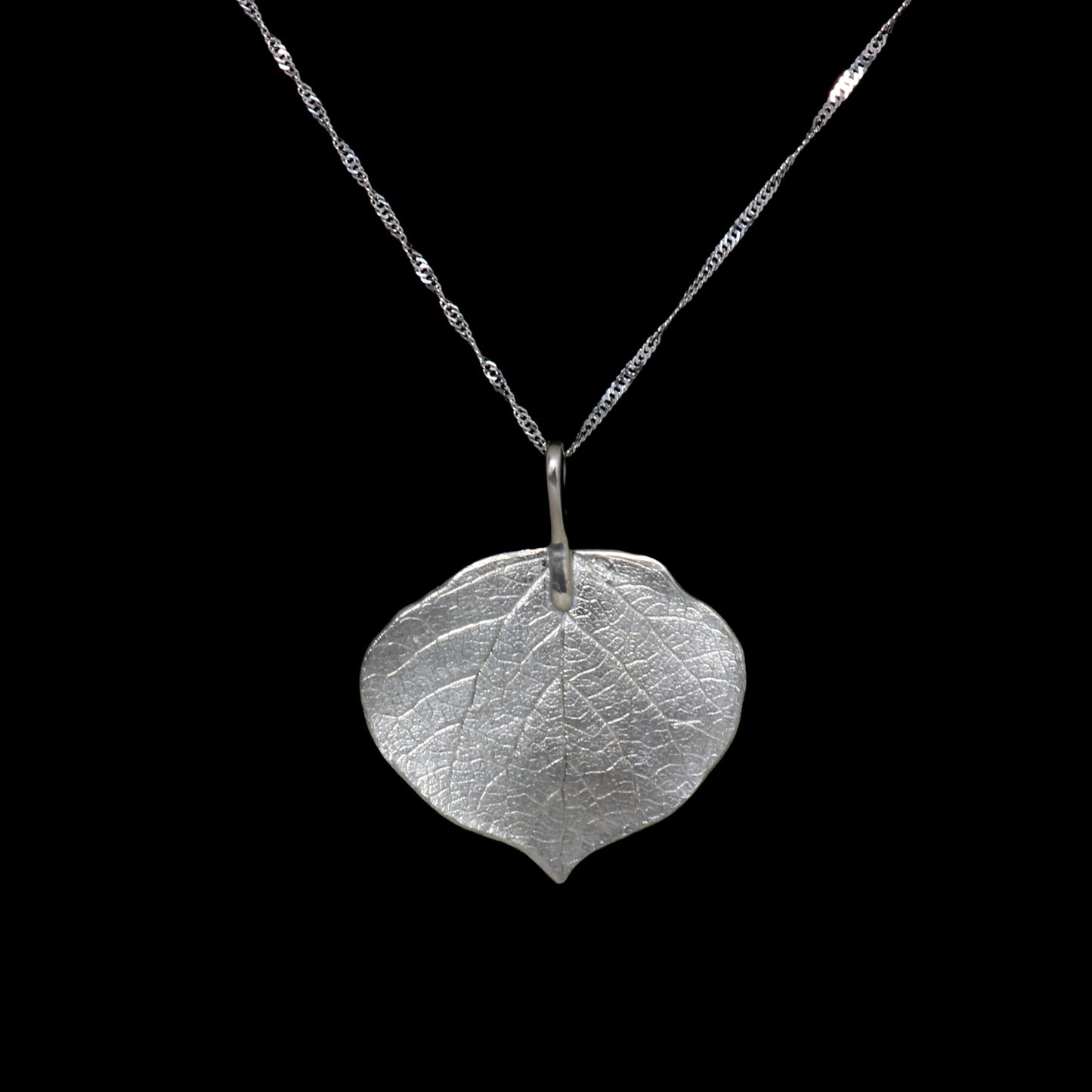 silver aspen leaf necklace